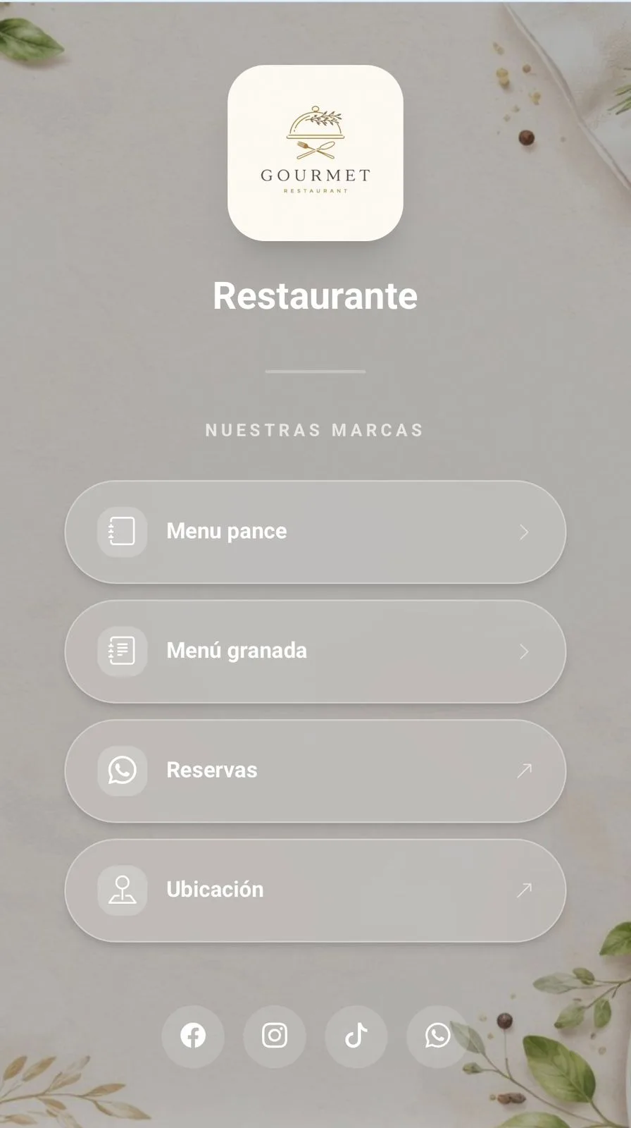 Vista previa de menú digital para restaurantes en Treggio