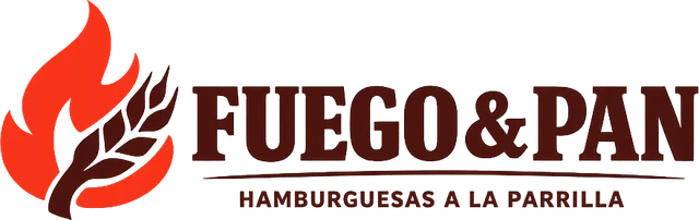 Logo de Fuego & Pan con llama y hamburguesa creado con el Estudio IA