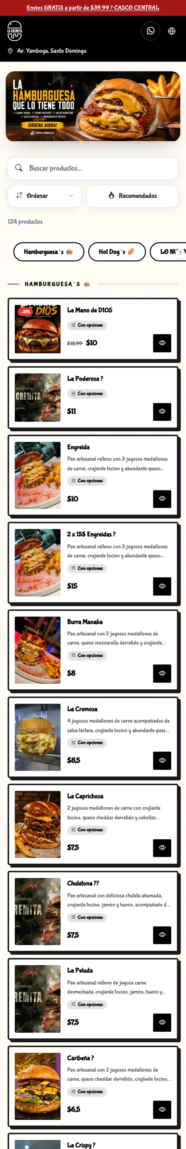 La Cremita, hamburguesería con menú digital de Treggio